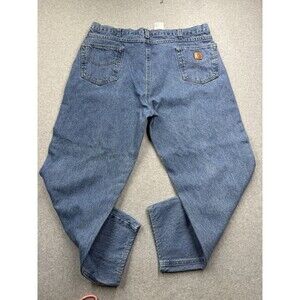 Carhartt Men's Relaxed Fit Blue Denim Jeans Straight Solid Logo Baggy Workwear